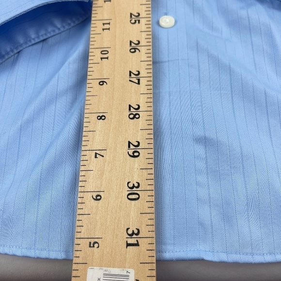 Kenneth Cole Reaction Button Up Shirt Mens Large 16 34/35 Blue Wrinkle Free - Picture 6 of 9